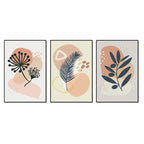 Flower & Leaves Floating Canvas Wall Painting Set of Three