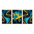 Flower Abstract Shapes Floating Canvas Wall Painting Set of Three