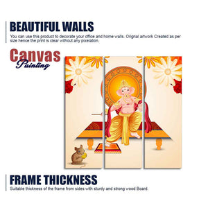 Flower Art Lord Ganesha Wall Painting Set of Three