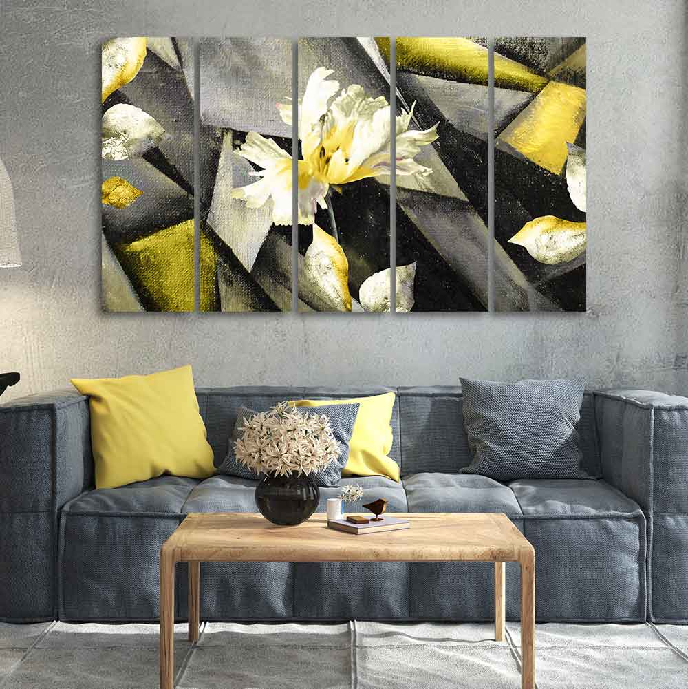 Flower Canvas Wall Painting Abstract Art Five Pieces