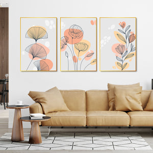 Flower Floating Canvas Wall Painting Set of Three