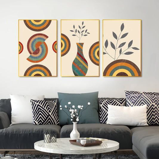 Flower Pot Floating Canvas Wall Painting Set of Three