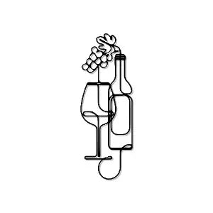 Flowers in Wine Bottle Glass Line Metal Art Wall Decor