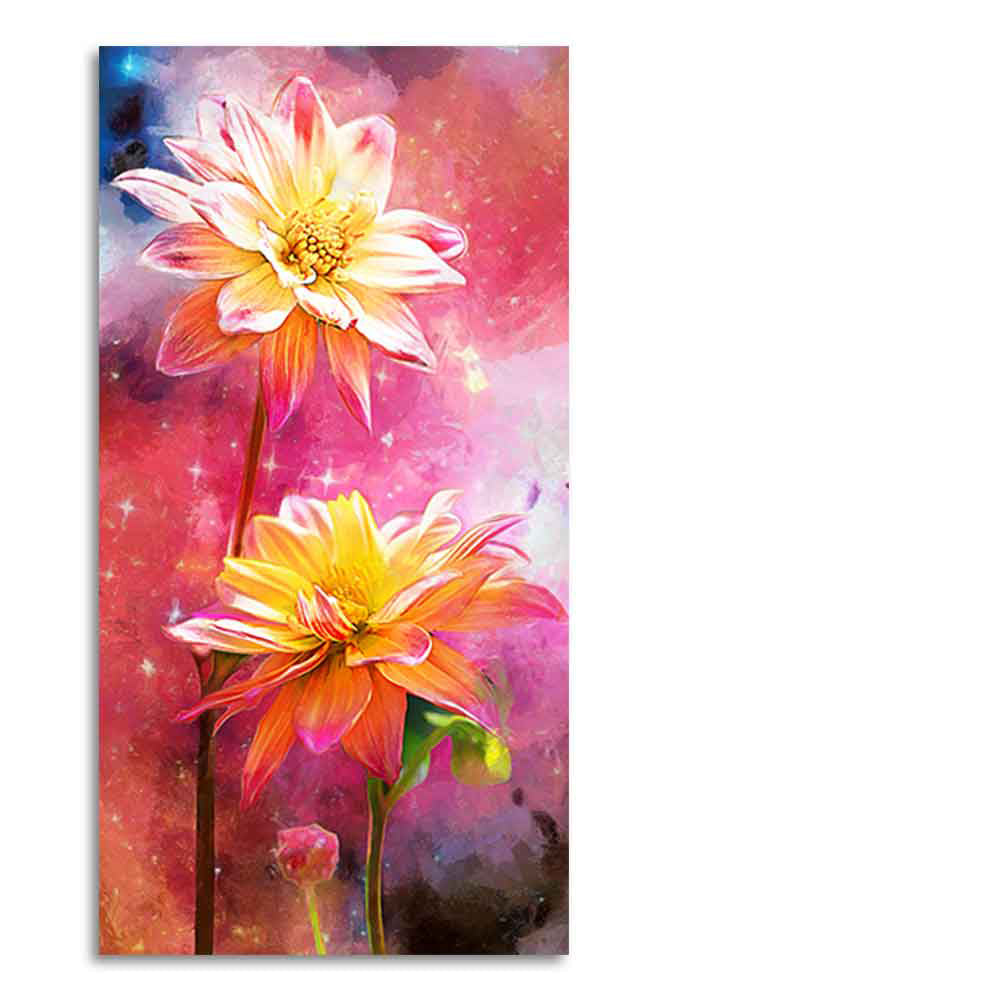 Flowers on Colorful Background Canvas Wall Hanging