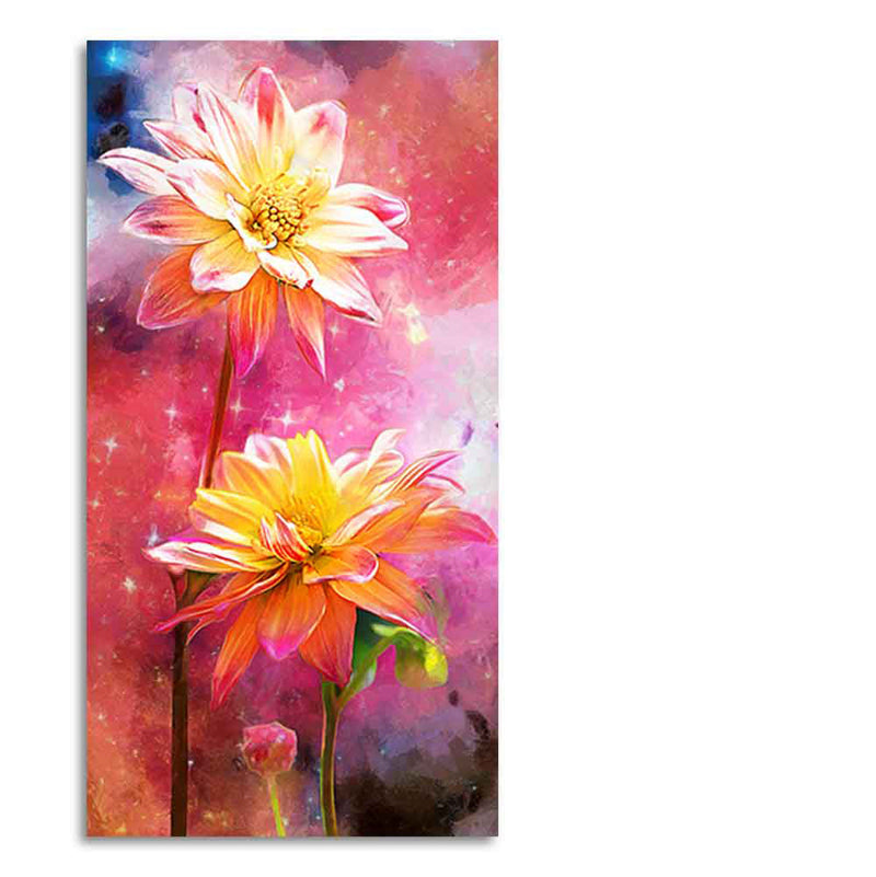 Flowers on Colorful Background Canvas Wall Hanging