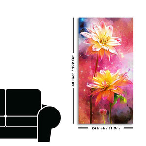 Flowers on Colorful Background Canvas Wall Hanging