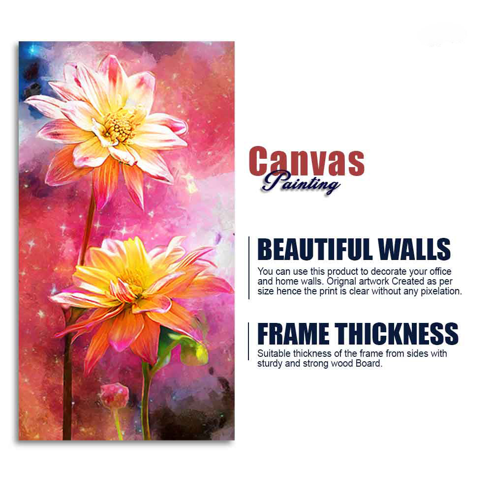 Flowers on Colorful Background Canvas Wall Hanging