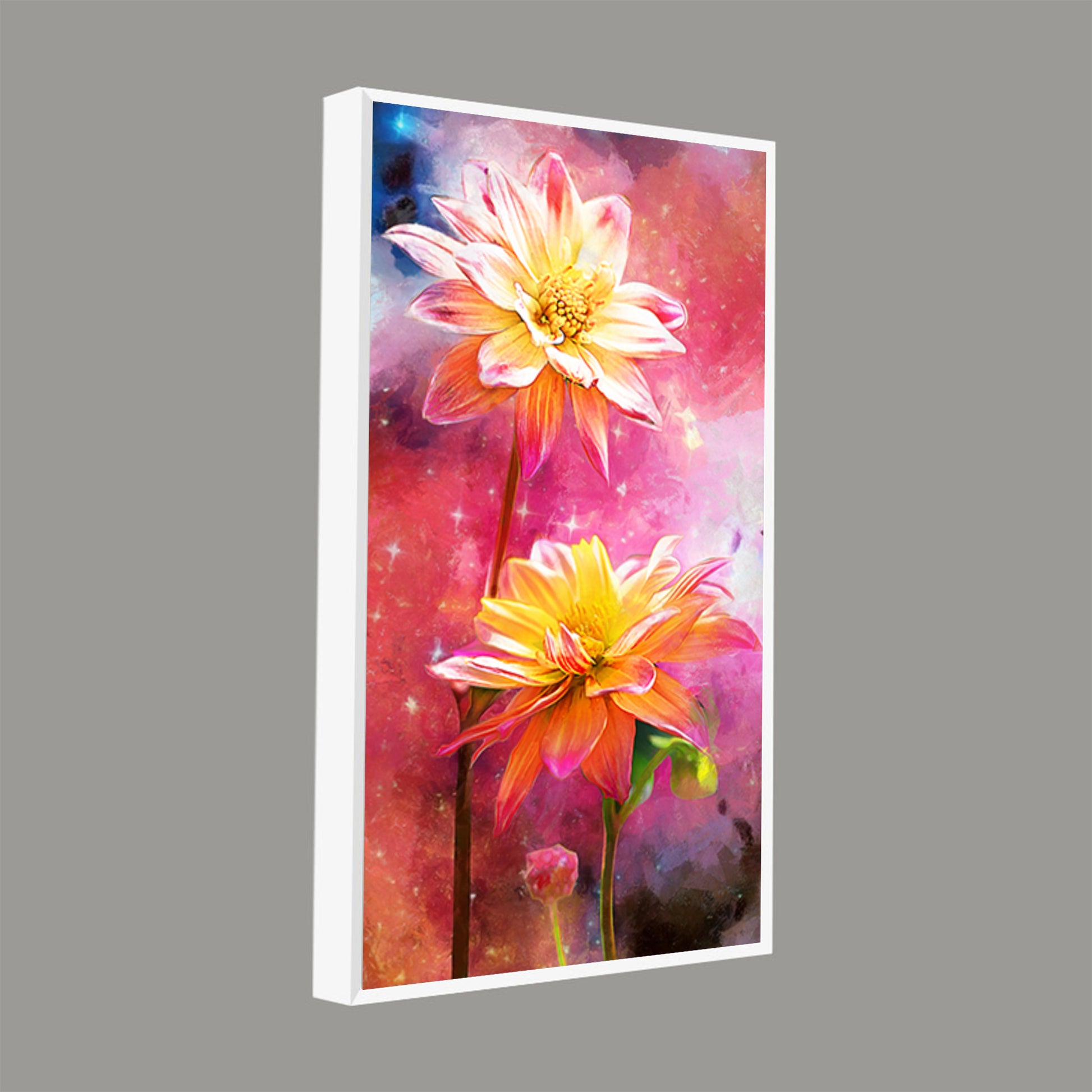 Flowers on Colorful Background Canvas Wall Hanging