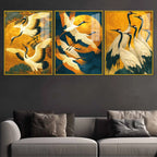 Flying Cranes Acrylic Wall Painting Set of 3