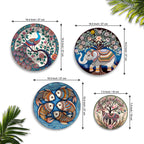 Folk Art Ethnic Animal Art Premium Wall Plates Painting Set of Four