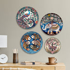 Folk Art Ethnic Animal Art Premium Wall Plates Painting Set of Four