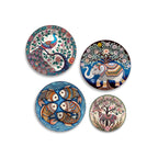 Folk Art Ethnic Animal Art Premium Wall Plates Painting Set of Four