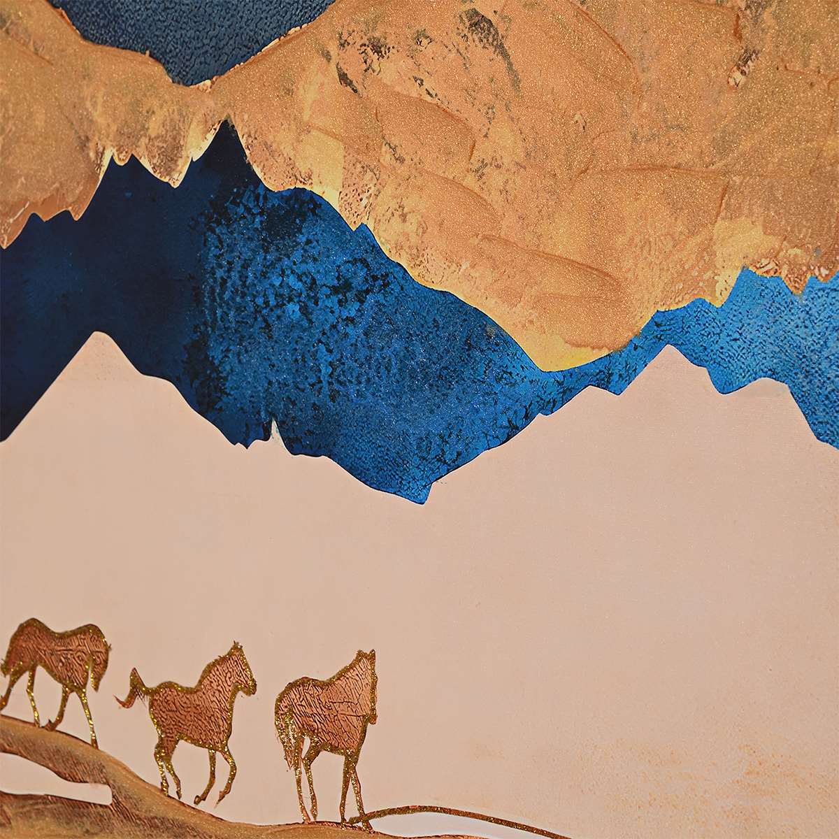 Freedom Like Stallion Horse Hand Painted Wall Painting with Floating Frame