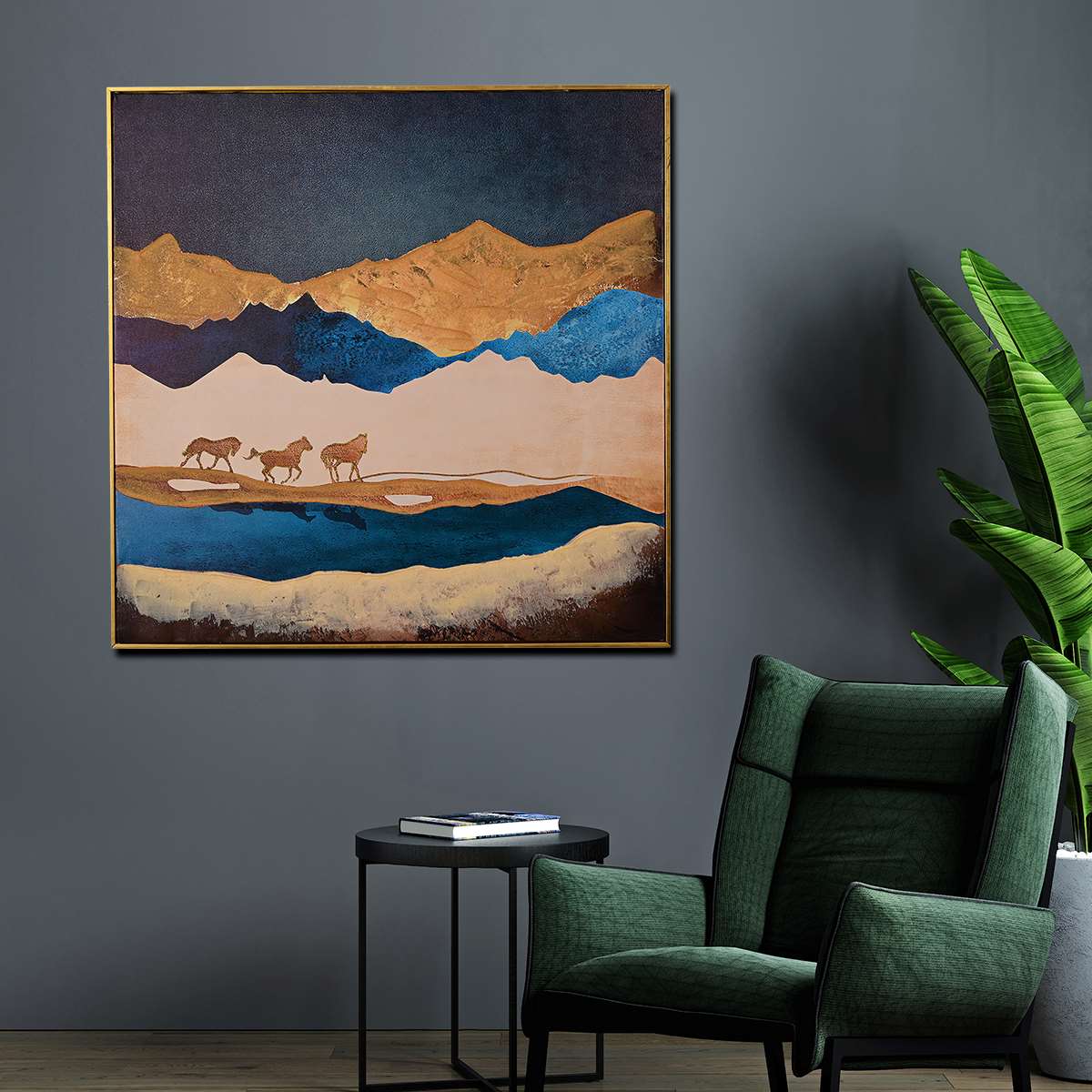 Freedom Like Stallion Horse Hand Painted Wall Painting with Floating Frame