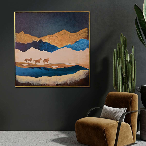 Freedom Like Stallion Horse Hand Painted Wall Painting with Floating Frame