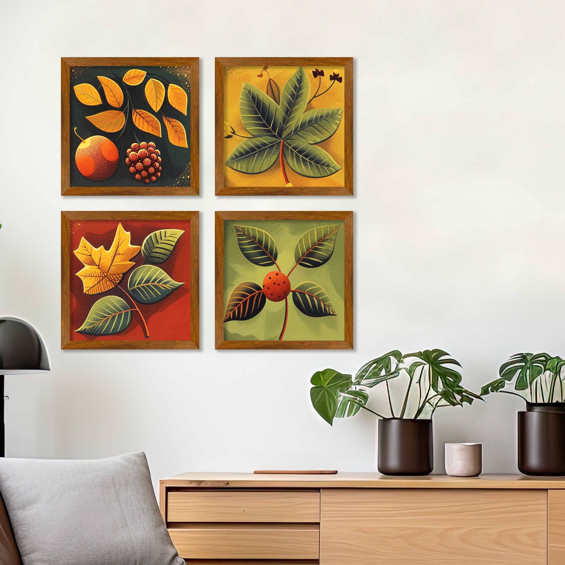 Fruits & Leaves Wall Frame Set of Four