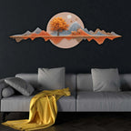 Full Moon Autumn Landscape Crystal Glass Backlit LED Painting