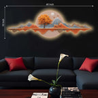 Full Moon Autumn Landscape Crystal Glass Backlit LED Wall Art