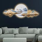 Full Moon Mountains & Celestial Horse Crystal Glass Backlit LED Painting