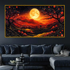 Full Moon Night Crystal Glass Painting for Wall Décor