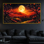 Full Moon Night Crystal Glass Painting for Wall Décor