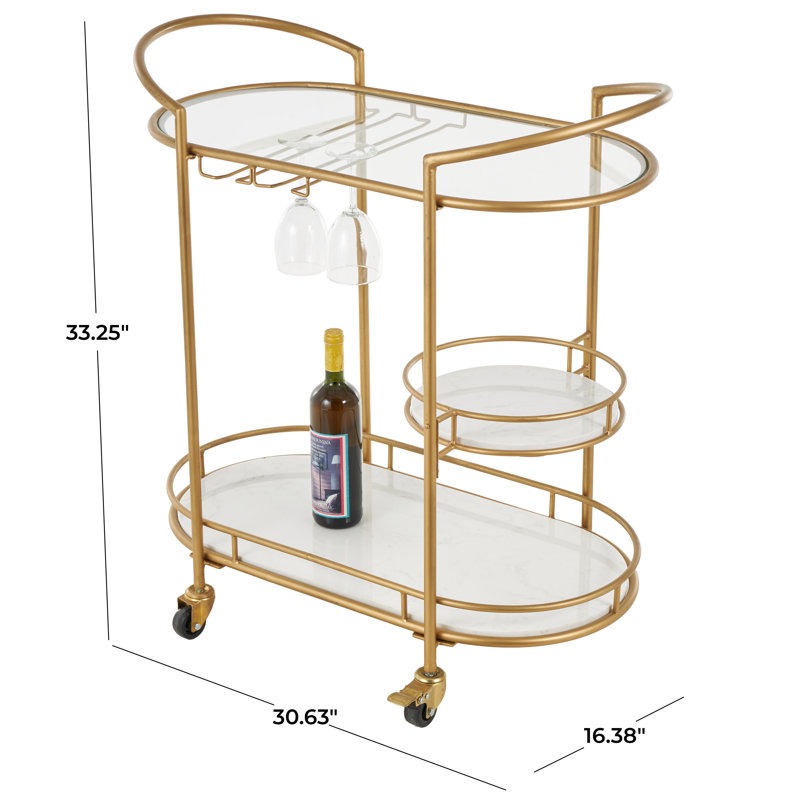 Functional Gold Bar Trolley with Curved Frame Design