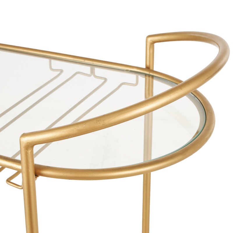 Functional Gold Bar Trolley with Curved Frame Design