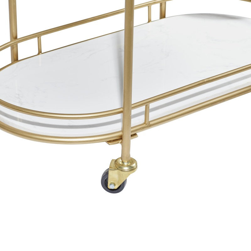 Functional Gold Bar Trolley with Curved Frame Design