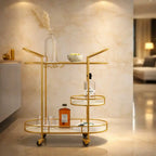 Functional Gold Bar Trolley with Curved Frame Design