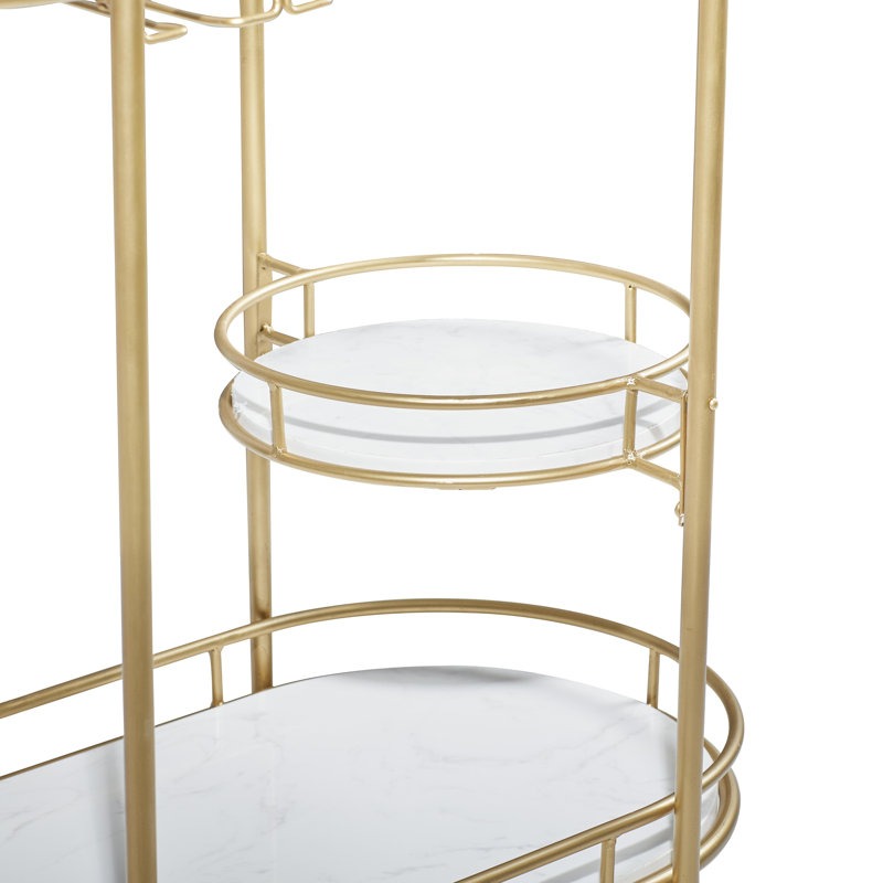 Functional Gold Bar Trolley with Curved Frame Design