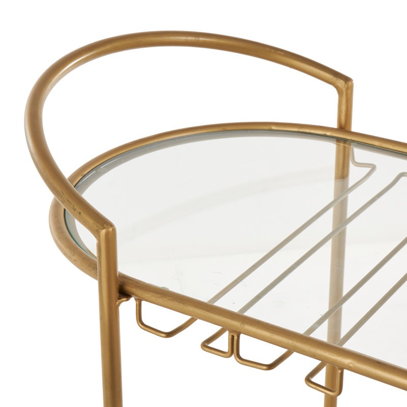 Functional Gold Bar Trolley with Curved Frame Design