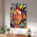Funky Albert Einstein Cotton Canvas Wall Painting