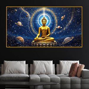 Galaxy Buddha Crystal Glass Painting for Meditation Wall Décor