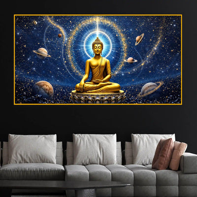 Galaxy Buddha Crystal Glass Painting for Meditation Wall Décor