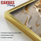 Galloping White Stallion with Golden Artistic Waves 3D Canvas Wall Painting