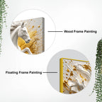 Galloping White Stallion with Golden Splash 3D Canvas Wall Painting
