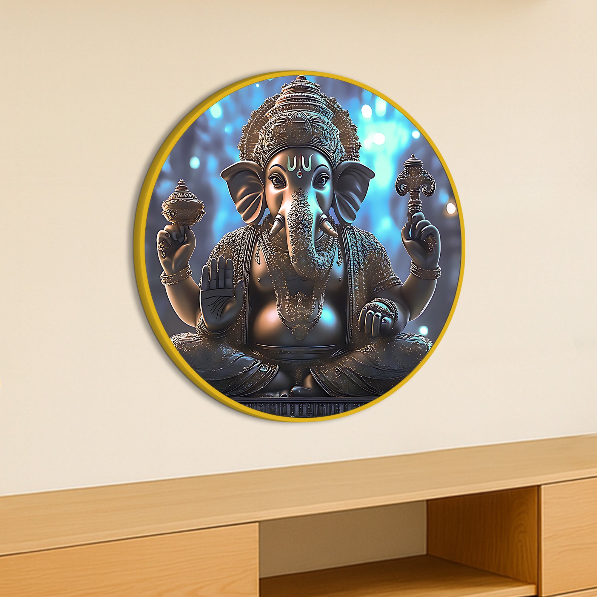 Ganesh Ji Round Wall Décor Painting