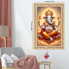 Ganesha Blessings and Prosperity Floral Border Vertical Wall Painting