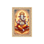 Ganesha Blessings and Prosperity Floral Border Vertical Wall Painting