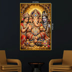 Ganesha Family Wall Art Floating Frame Crystal Wall Painting