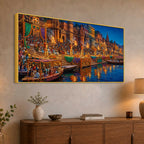 Ganga Aarti Festival Canvas Painting for Home and Office Wall Decor