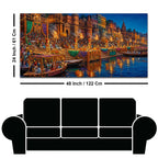 Ganga Aarti Festival Canvas Painting for Home and Office Wall Decor