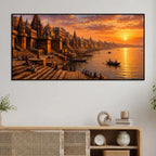 Ganga River and Temple Ghats Canvas Wall Art Painting