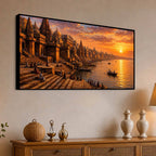 Ganga River and Temple Ghats Canvas Wall Art Painting