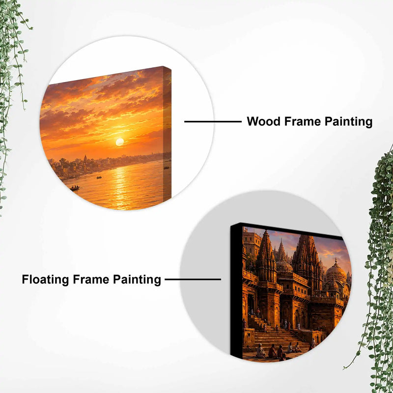 Ganga River and Temple Ghats Canvas Wall Art Painting