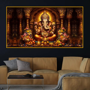 Ganpati Bappa Morya Crystal Glass Painting for Temple Style Décor