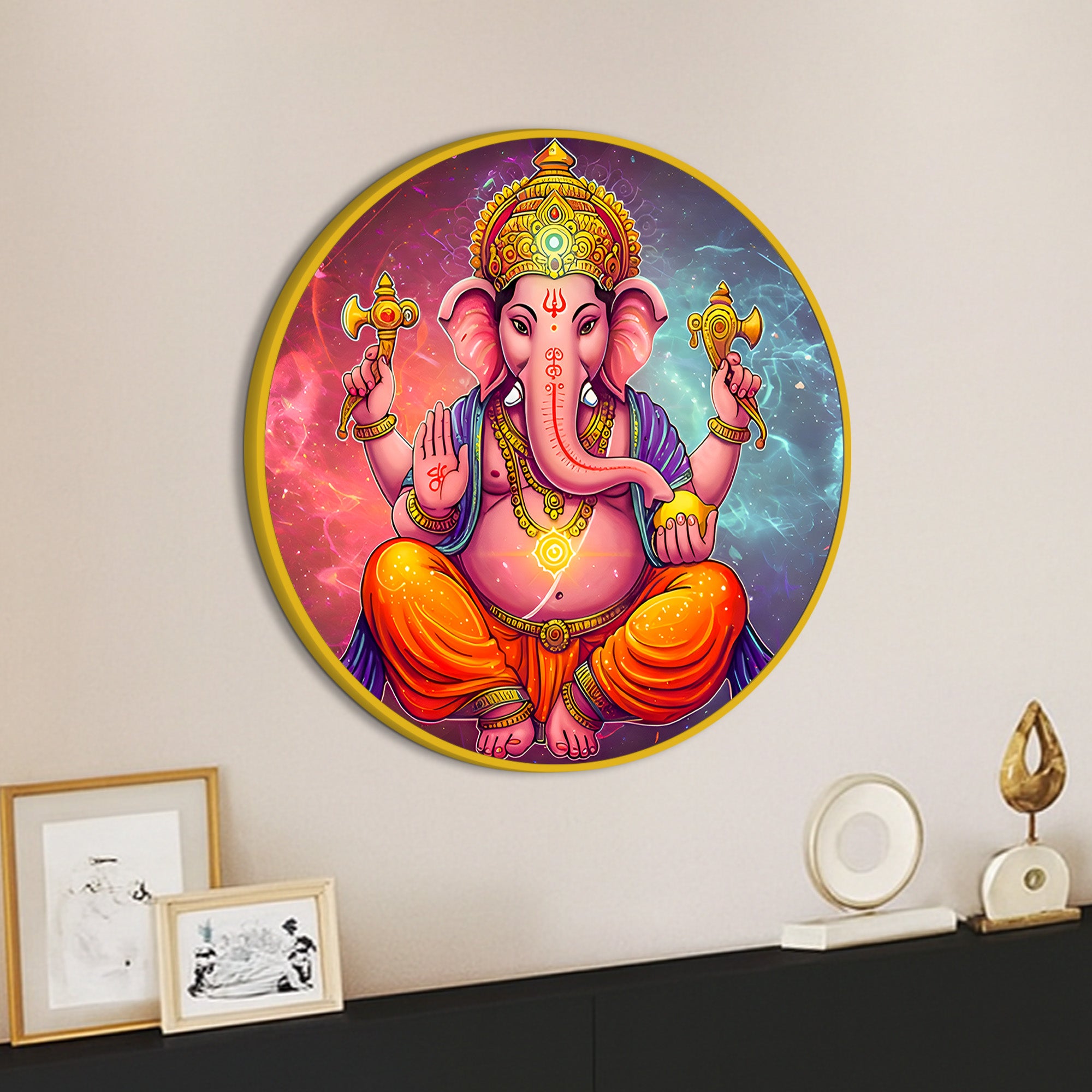 Ganpati Bappa Round Wall Décor Painting