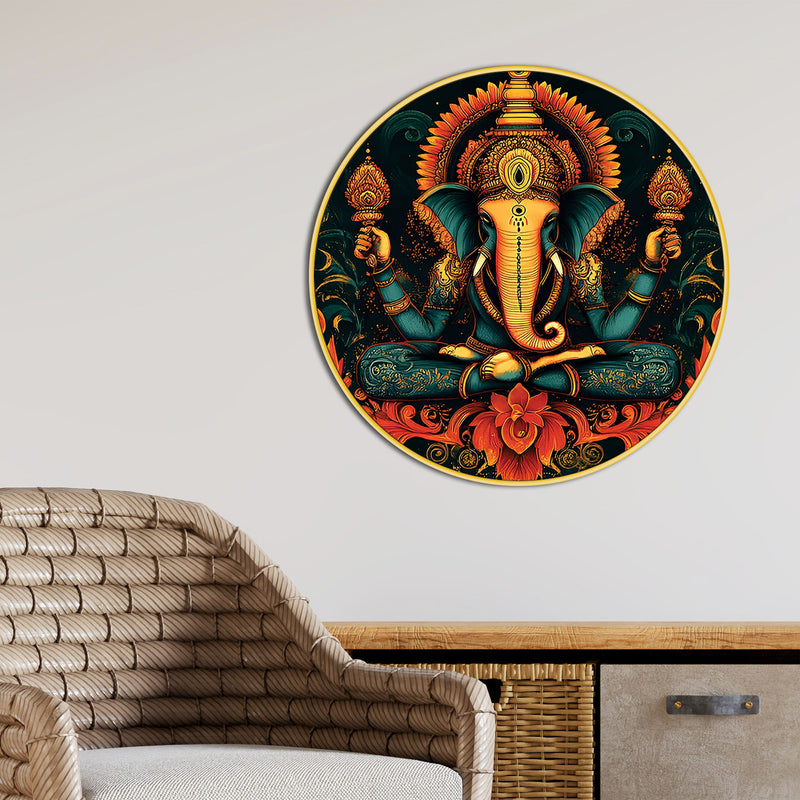 Ganpati Home Temple Wall Painting