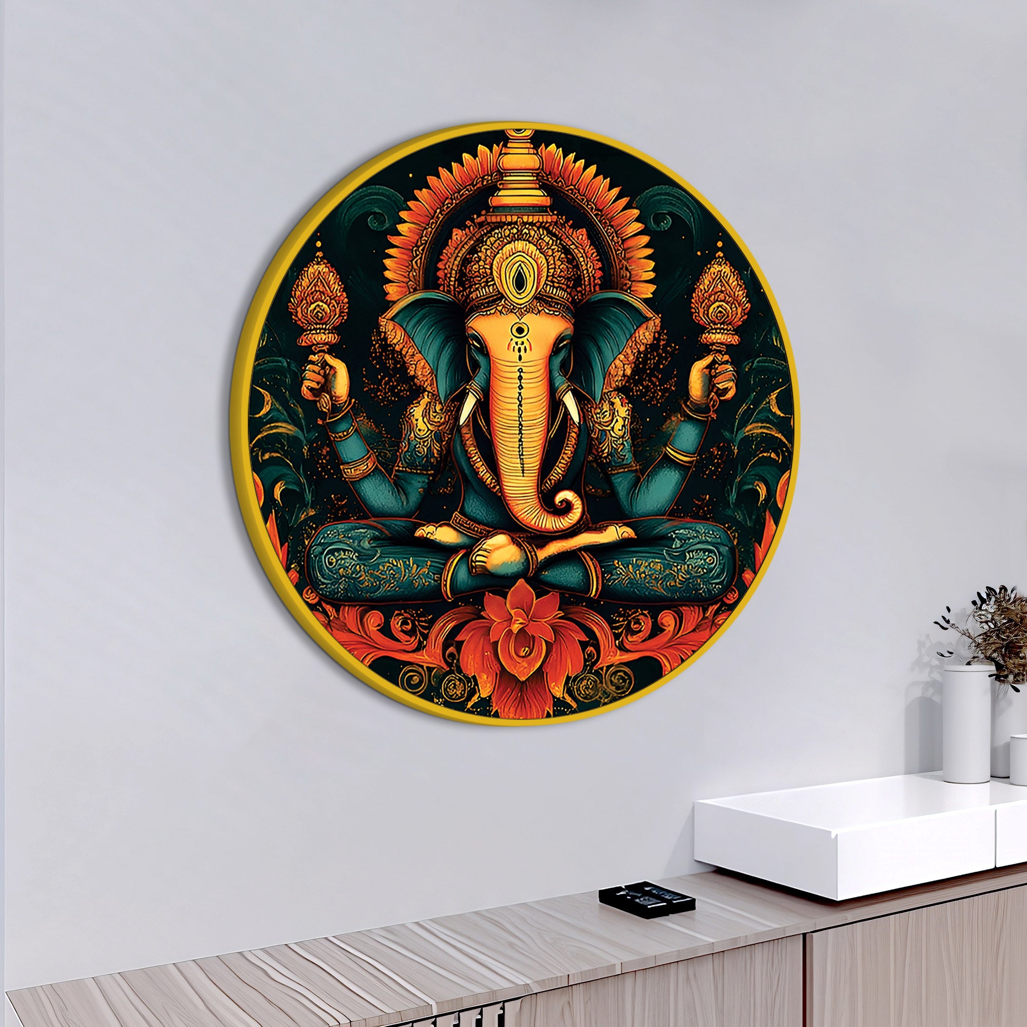 Ganpati Home Temple Wall Painting