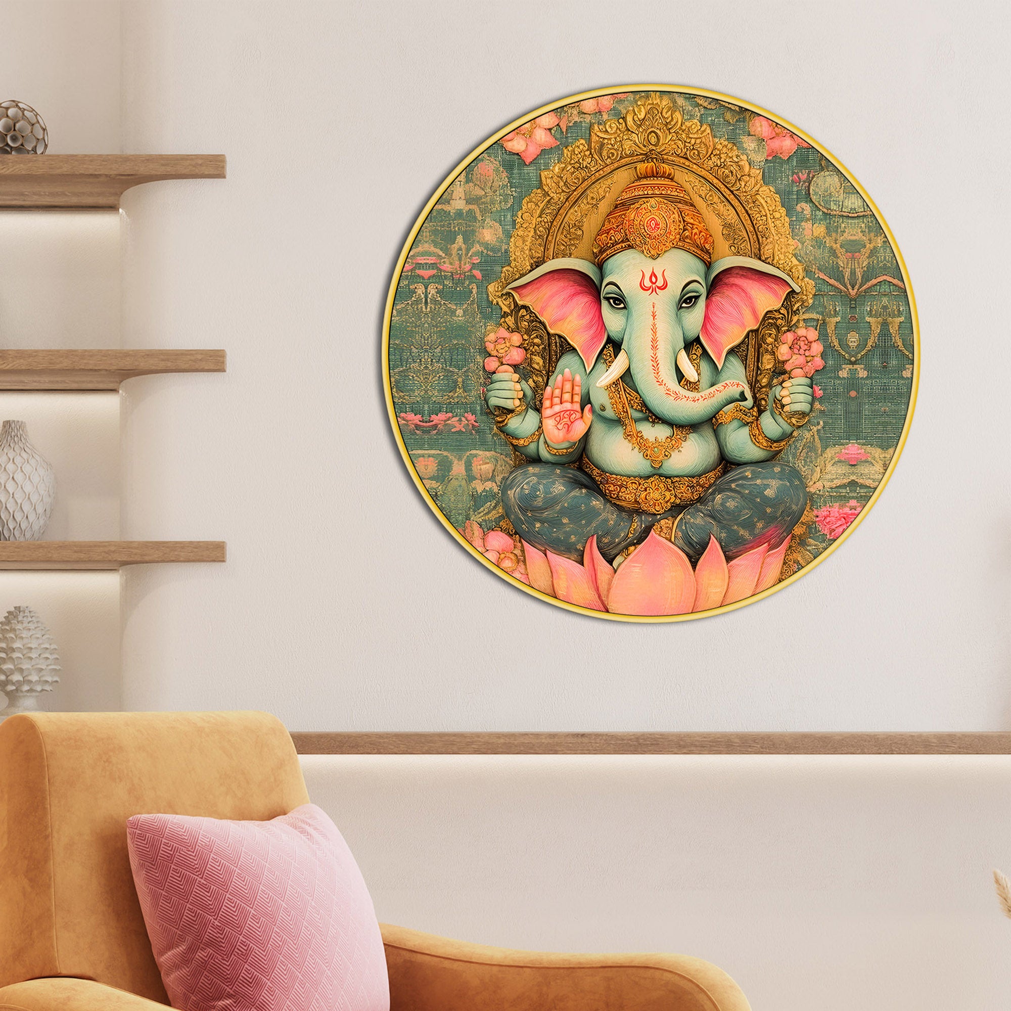 Ganpati Round Shape Painting